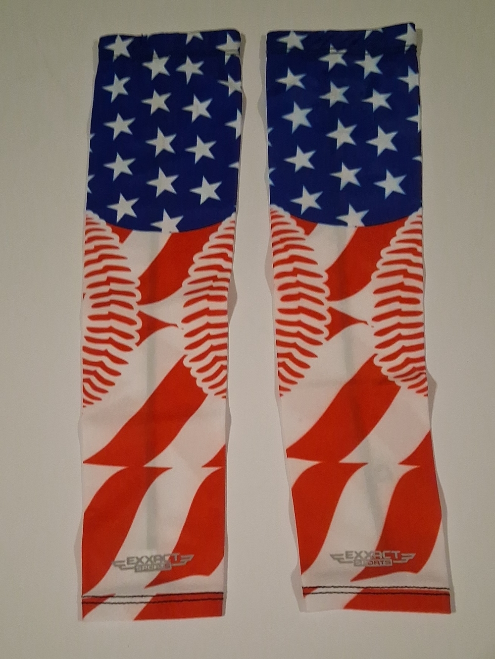 Exxact Compression Arm Sleeves Baseball Us Flag Adult Med NWT